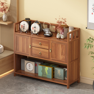 茶具茶叶收纳柜摆件茶架子茶台紫砂壶置物架博古架小型木架展示架