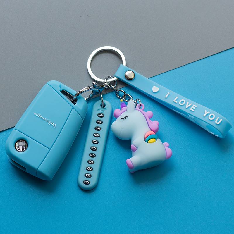 适用于硅胶车钥匙套卡通包扣适用大众途观L新朗逸P宝来速腾探歌途