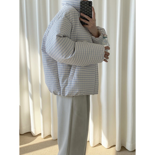 阿茶与阿古轻简格子棉服男款冬季韩版宽松休闲百搭保暖棉衣外套