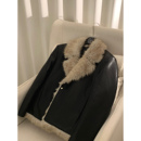 冬季 阿茶与阿古 黑色翻领皮衣外套男款 时髦 夹棉毛毛皮夹克 意式