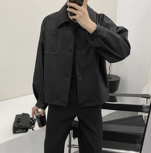 9.9NEW丨阿茶与阿古黑色复古皮衣外套男秋季新款宽松派克服皮夹克
