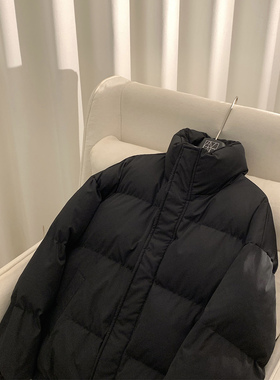 阿茶与阿古黑色立领面包服棉服男款冬季韩版宽松加厚保暖棉衣外套