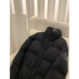 阿茶与阿古黑色立领面包服棉服男款冬季韩版宽松加厚保暖棉衣外套