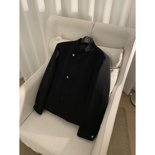 阿茶与阿古【早春新中式】黑色立领斜门襟新中式外套男款春季夹克