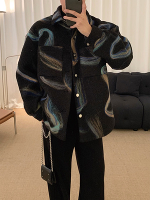 阿茶与阿古拉毛外套男秋冬