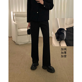 轻柔加厚 加厚韩版 黑色贡缎西裤 阿茶与阿古 男款 冬季 垂感休闲裤