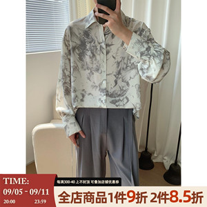 阿茶与阿古鸢尾花衬衫男高级感夏季长袖小众设计感休闲宽松衬衣