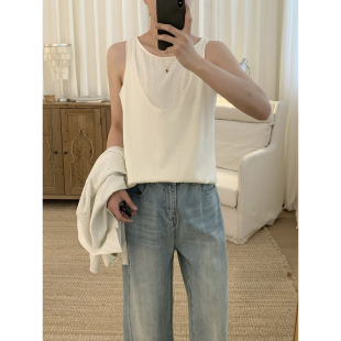 t恤上衣 潮流慵懒宽松休闲百搭无袖 阿茶与阿古夏季 竹节棉背心男款