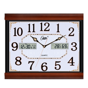 康巴丝现代客厅挂钟时尚万年历钟表简约大气长方形石英钟办公挂表