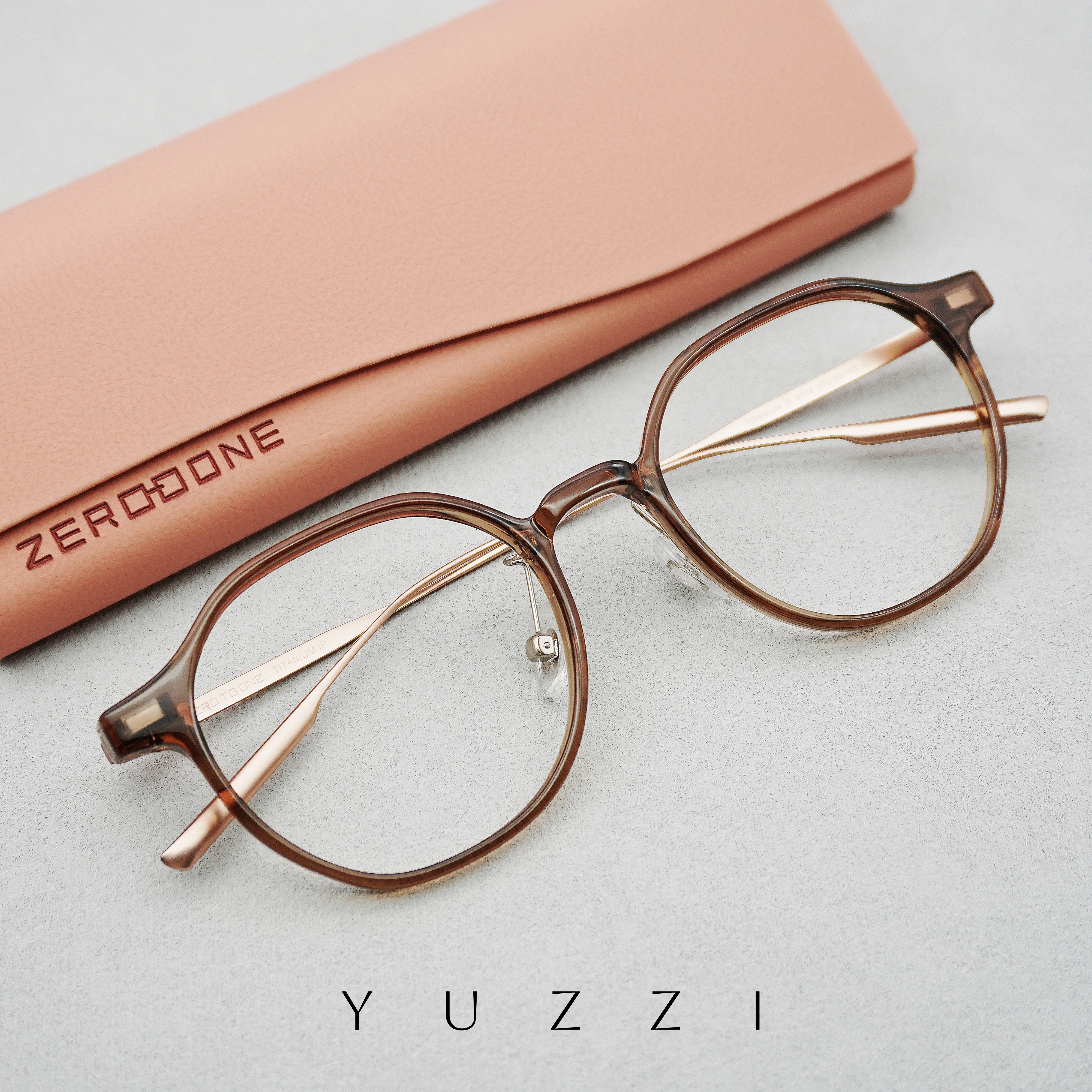 高级感咖色超轻纯钛眼镜框防蓝光