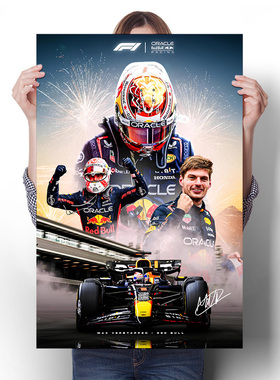 F1红牛二队Max Verstappen赛车海报复古人物装饰画卧室赛车壁画