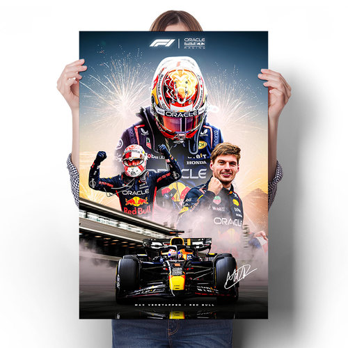 F1红牛二队Max Verstappen赛车海报复古人物装饰画卧室赛车壁画