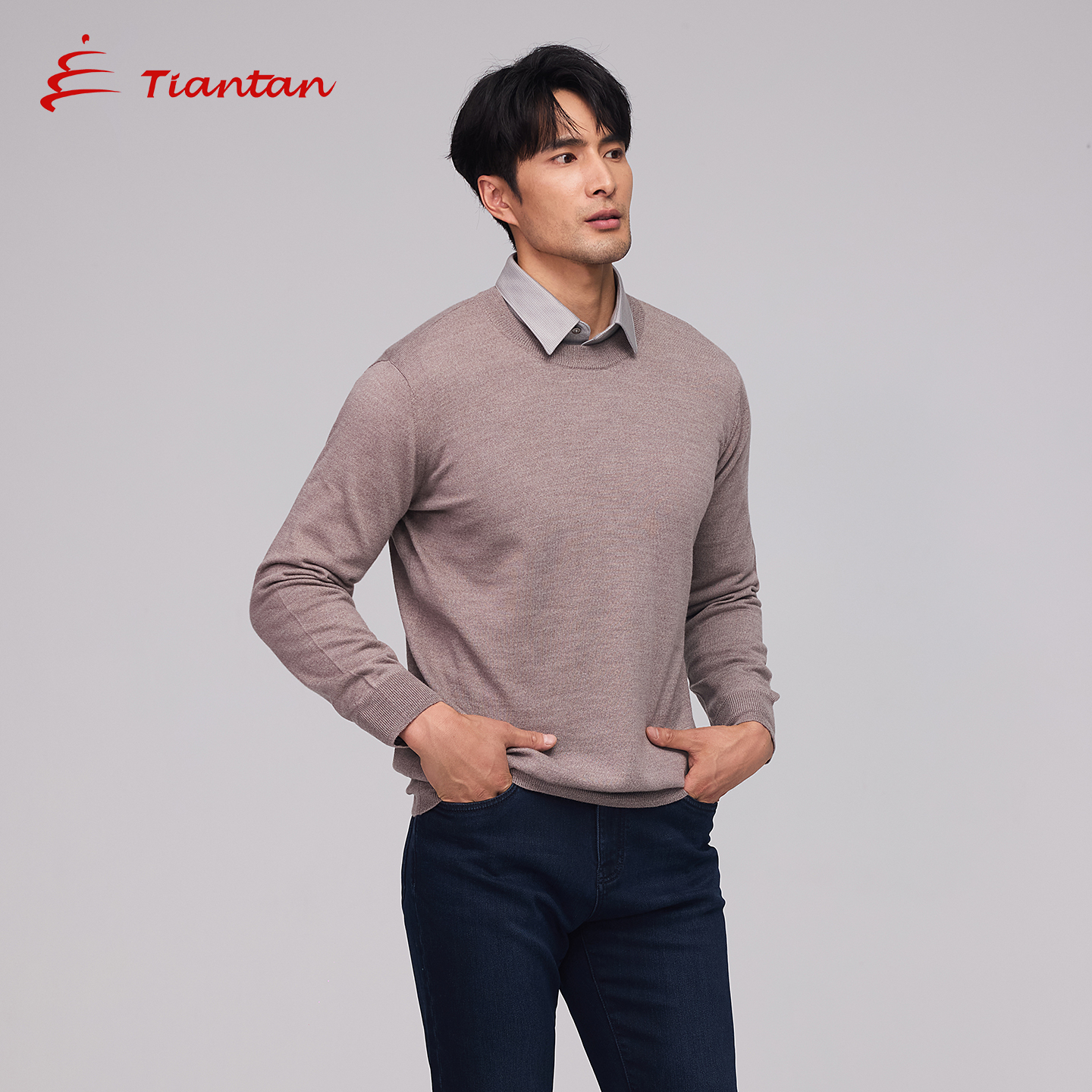 天坛软糯绵羊毛100%圆领毛衣