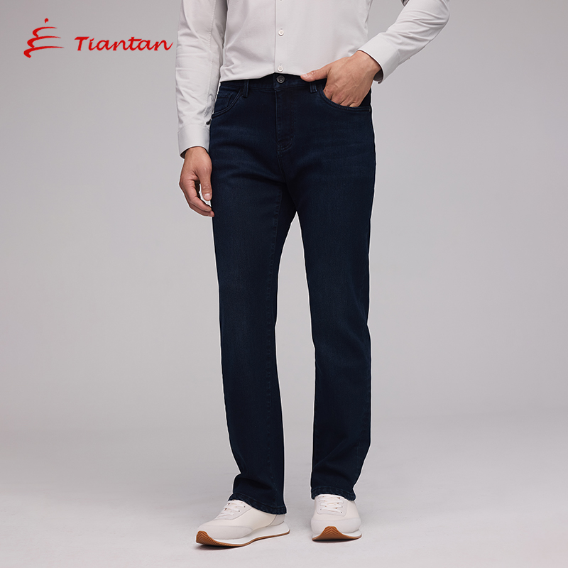 【弹力加绒】天坛牛仔裤男士中高腰厚款男裤商务直筒长裤秋冬25新