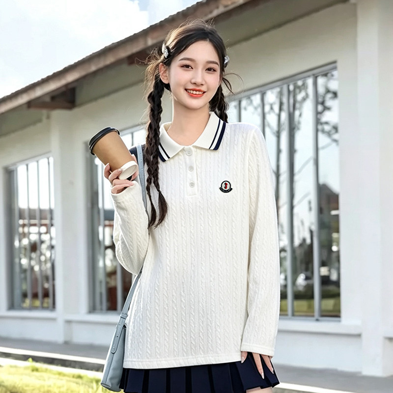 初中生polo领卫衣2026秋装新款女图片