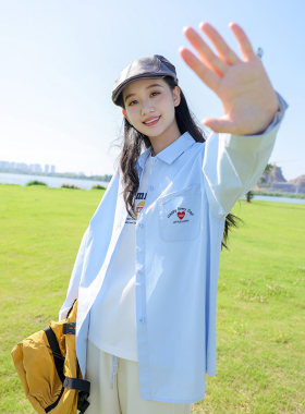 初中生衬衫春秋新款洋气长袖衬衣