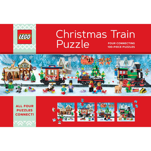 LEGO 100块拼图Chronicle Christmas LEGO拼图书籍 四个连接 英文原版 Puzzle乐高圣诞火车拼图 Train 预售