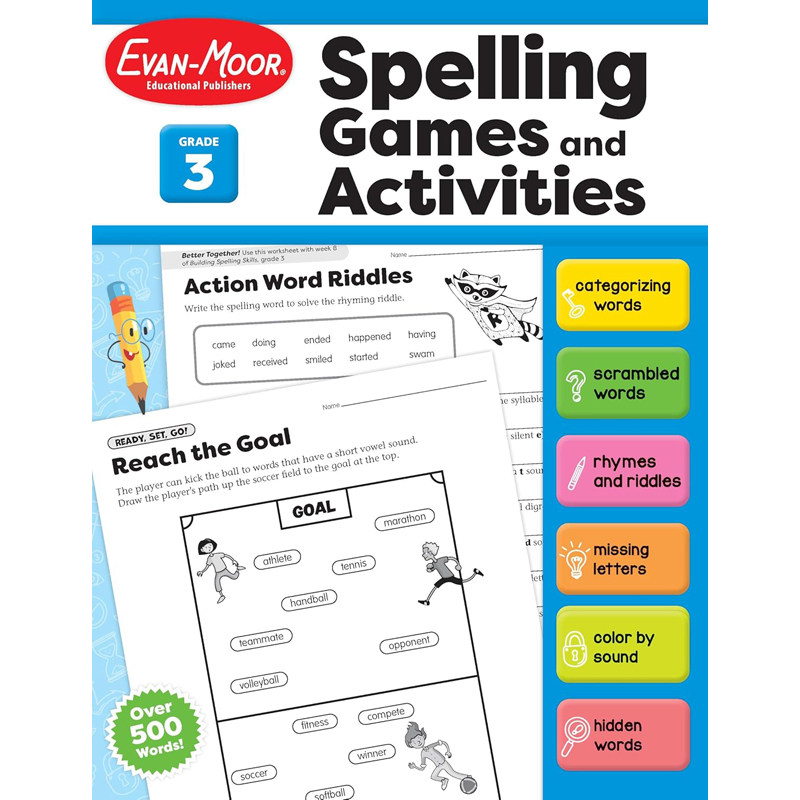 【预售】英文原版Spelling Games and Activities, Grade 3 拼写游戏和活动 三年级   Evan-Moor 小学生学习辅导书籍
