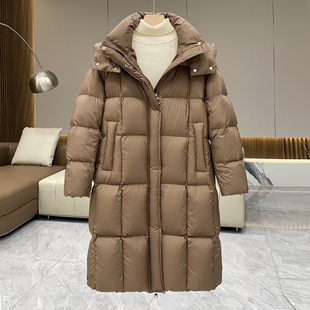 羽绒服女中长款2023冬季新款韩版宽松时尚连帽设计感加厚保暖外套