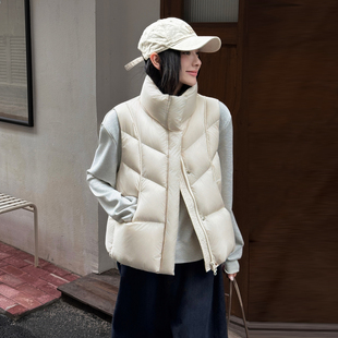 羽绒马甲女短款2025秋冬新款时尚立领加厚保暖羽绒服背心时尚马夹