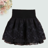 女蕾丝短裙春秋蓬蓬裙子雪纺半裙打底a字裙裤 裙高腰防走光半身裙