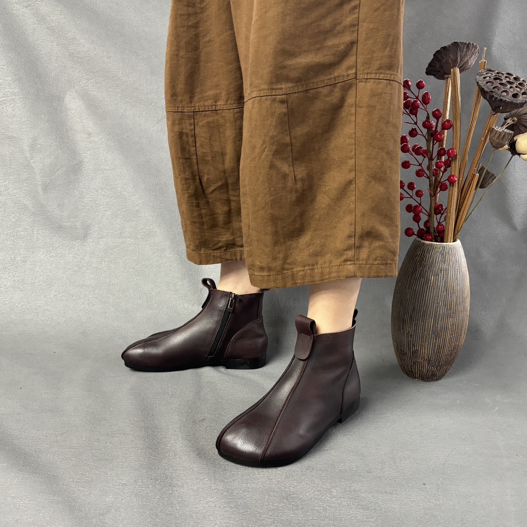 皮袜子短靴头层牛皮复古百搭休闲