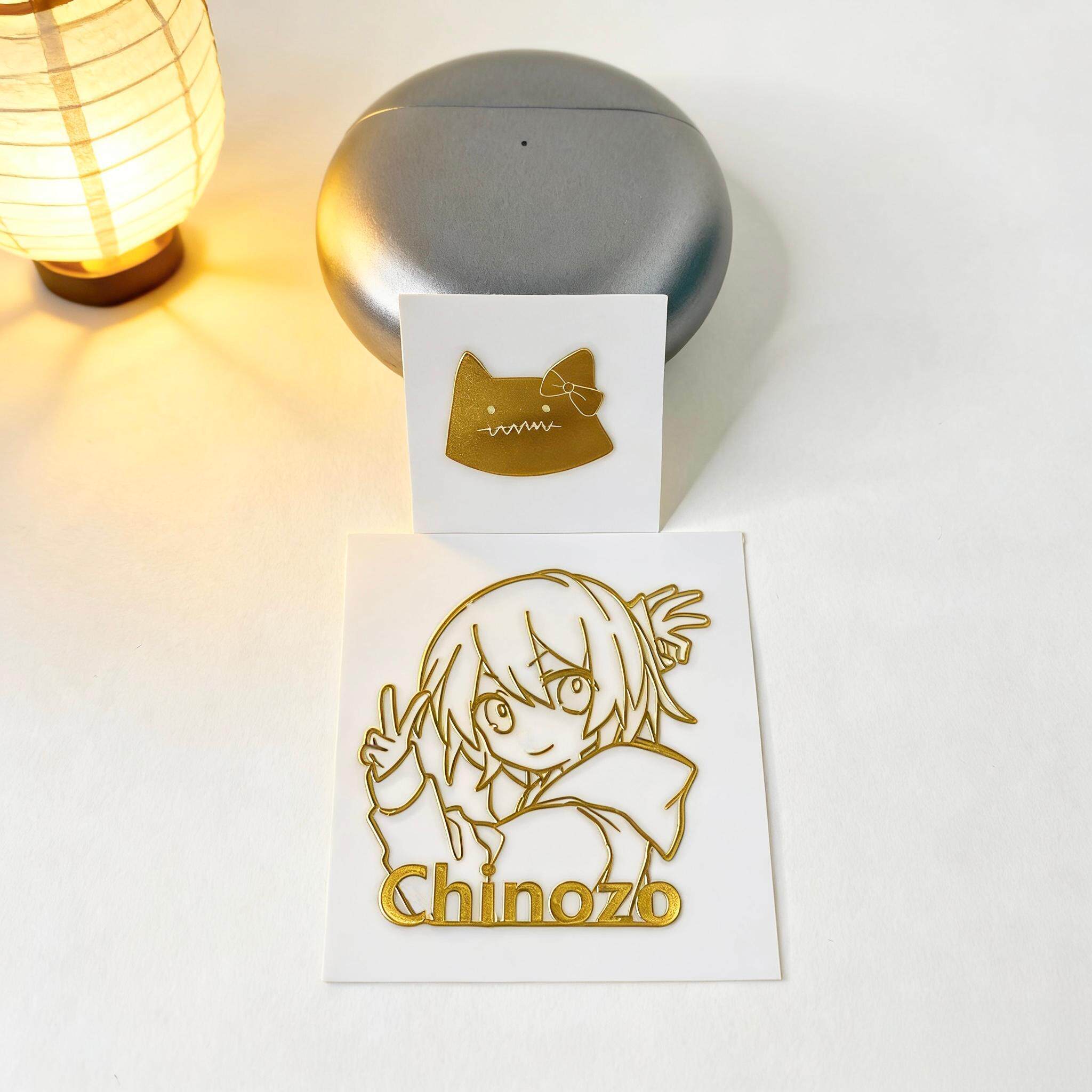 【2张】Chinozo Vocaloid 周边金属贴纸金色应援手机壳电脑平板图片