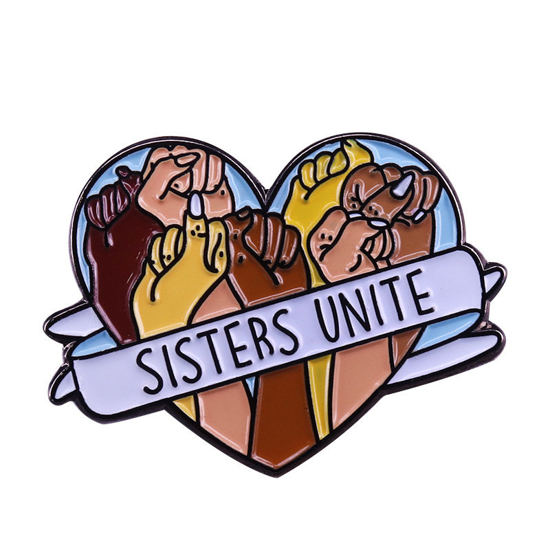 女权主义 Sisters Unite 心形金属徽章胸针平权主题配饰 Pins