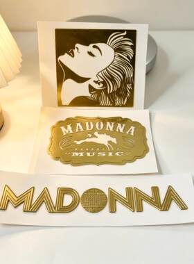 【3张】Madonna麦当娜周边金属贴纸金色手机壳平板吉他摇滚装饰