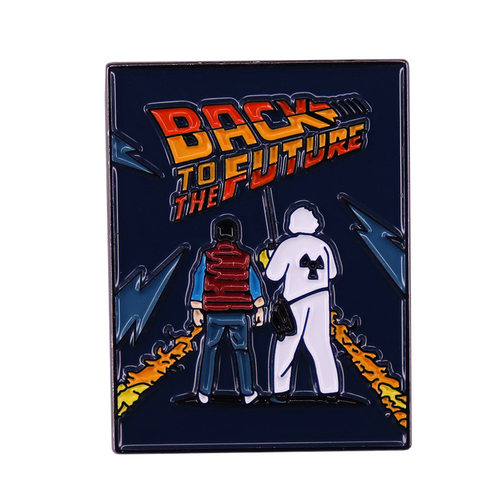 Back To The Future 回到未来电影海报方形金属徽章胸针配饰 Pins