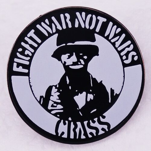 Crass FIGHT WAR NOT WARS 圆形朋克乐队金属徽章胸针配饰 Pins