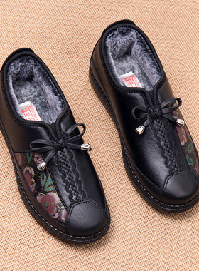 老北京布鞋女冬季老人鞋软底防滑中老年妈妈平底鞋老太太奶奶鞋