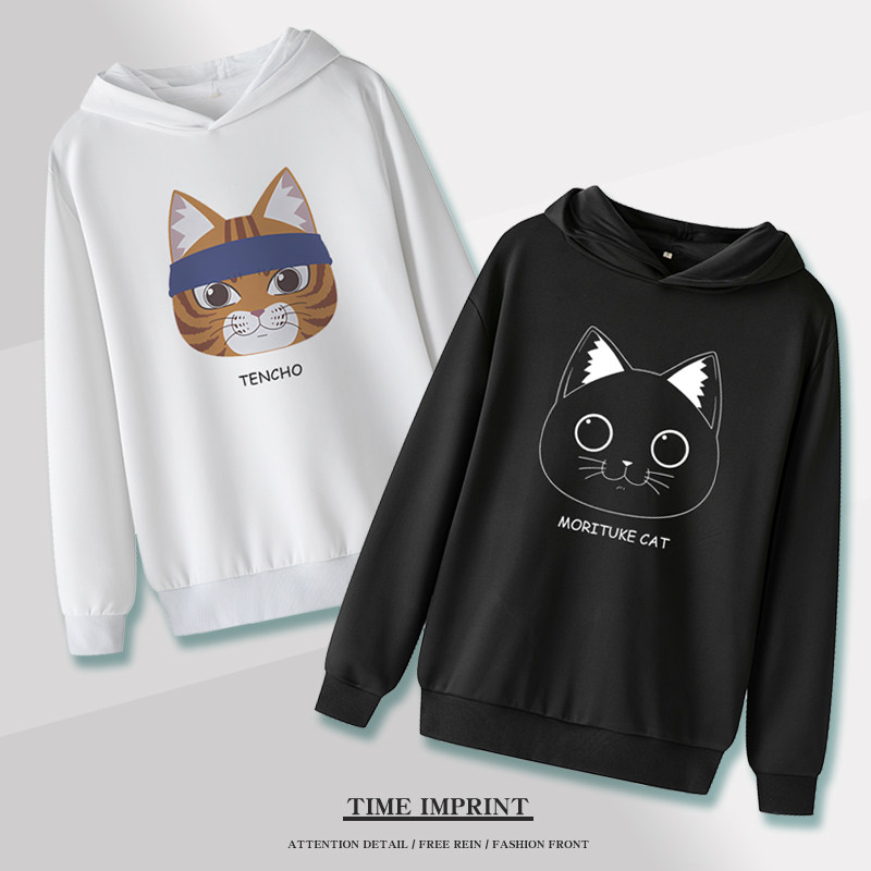 拉面赤猫连帽圆领动漫卫衣