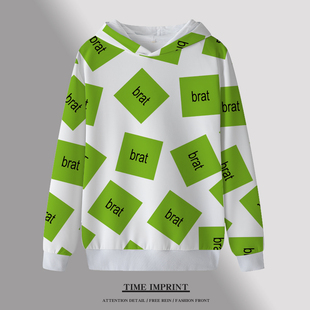 潮流****员外套欧美风衣服 衬衫 带brat恤短袖 字母印花卫衣绿色长袖