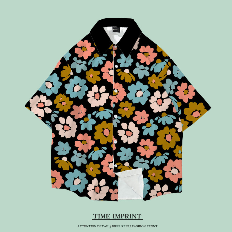 2025超火短袖衬衫潮卡通休闲衣服