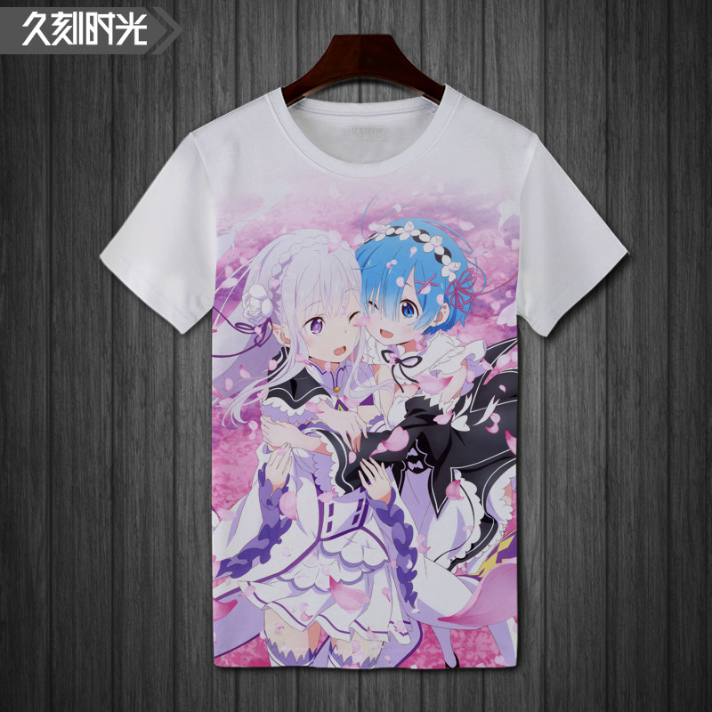 RE从零 开始的异世界生活雷姆蕾姆爱蜜莉雅T恤青少年学生薄款透气