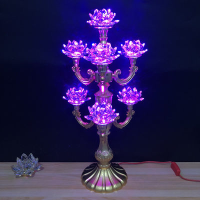 LED七品水晶供灯 七彩莲花灯 供灯LED 堂前灯 长明灯 荷花灯