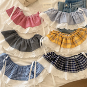 jk风格 屁帘ins 子蕾丝半身裙女学院风遮胯叠穿短裙高级感牛仔裤