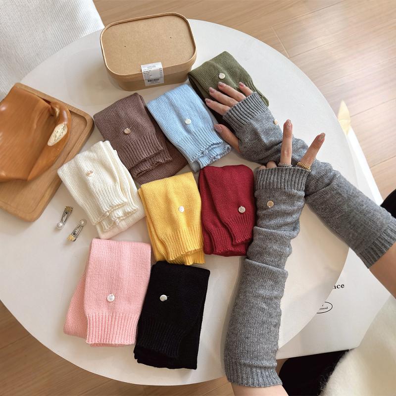 秋冬新款百搭少女护胳膊堆堆袖子手臂套袖套保暖学生针织手套长款