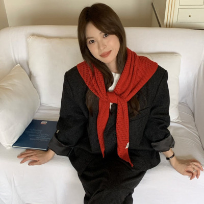 秋冬新款百搭三角针织围巾韩版屁帘港味复古围巾披肩空调房用女