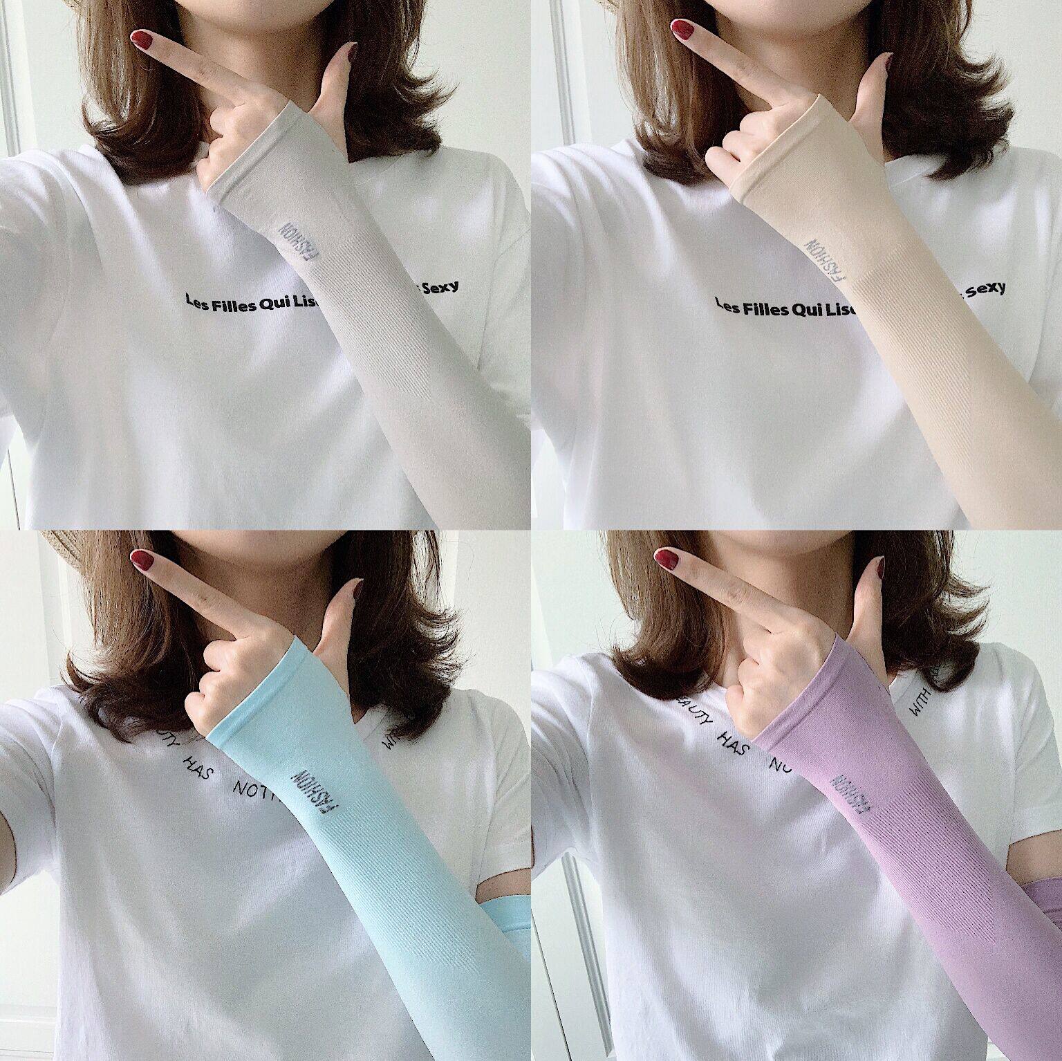 夏季冰女袖套防晒女护臂手臂套袖男袖子开车遮阳冰丝手套长款
