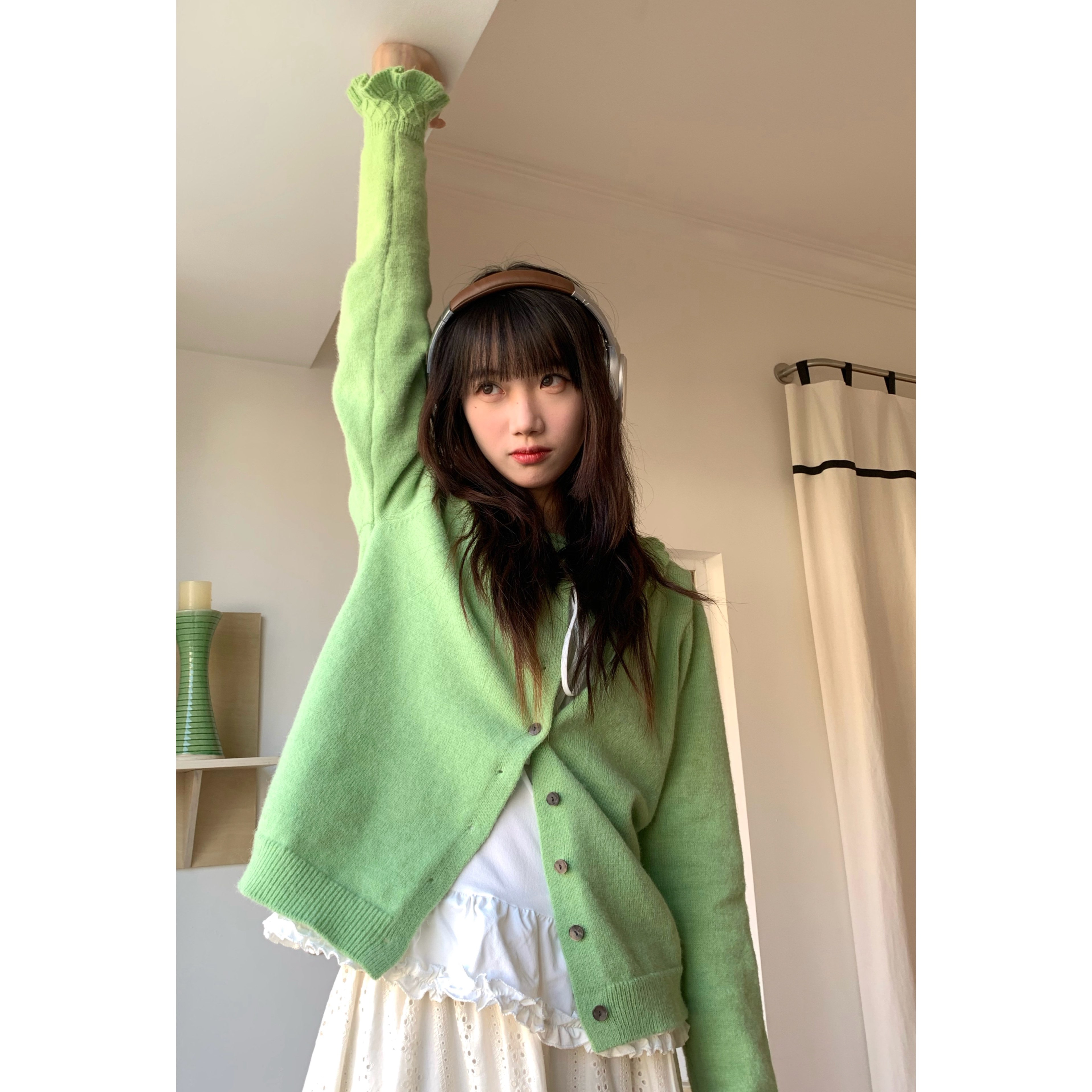 少女感三色毛衣开衫上衣