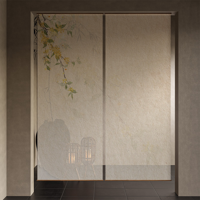 宋代美学中式禅意桂花屏风软隔断客厅玄关遮挡装饰半透帘窗帘门帘