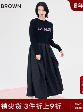 LILY BROWN秋冬款复古印花蝴蝶结系带大摆半身裙LWFS234140