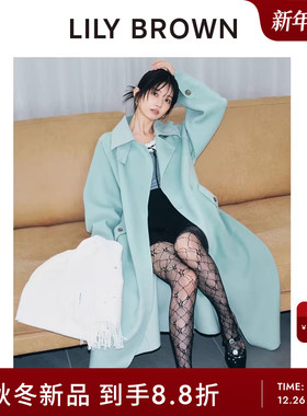 LILY BROWN2025秋冬新品纯色中长款收腰羊毛呢外套大衣LWFC255014