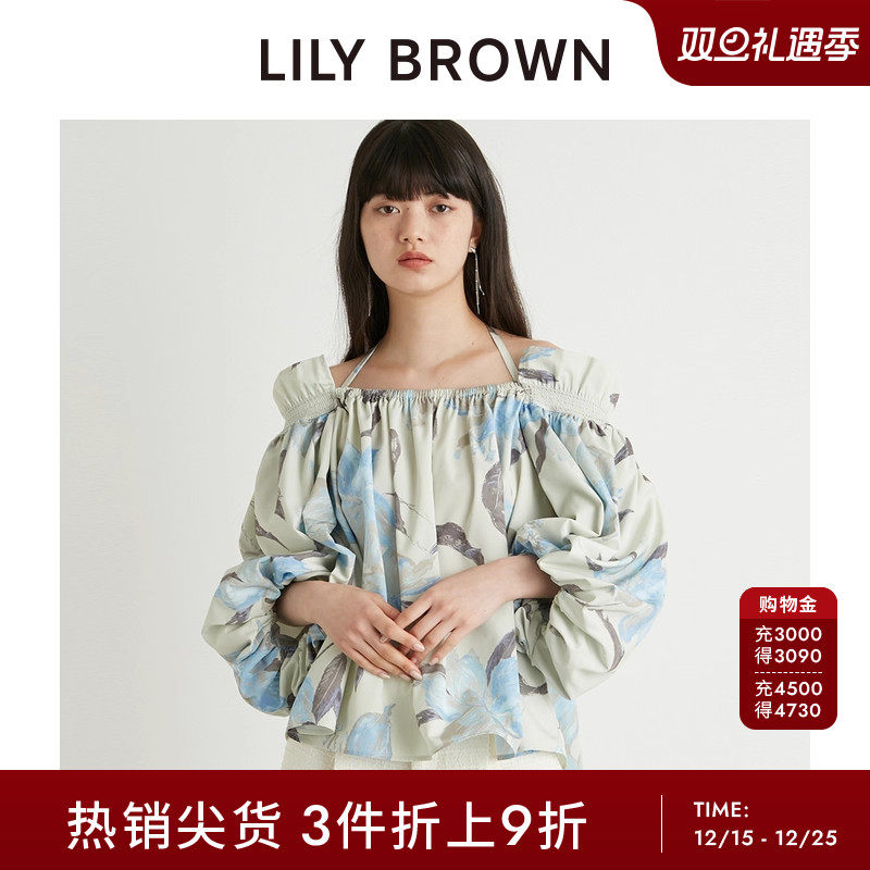 1字领灯笼袖衬衫上衣LILYBROWN