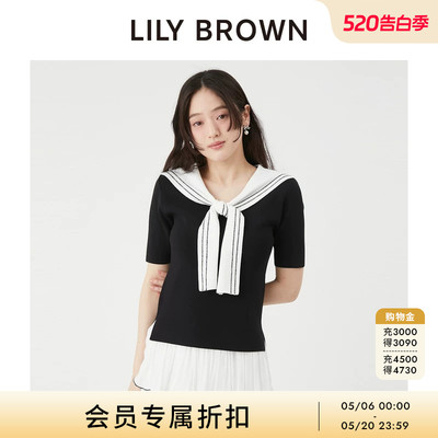 LILY BROWN2026春夏新品气质水手领撞色短袖针织衫上衣LWNT262042