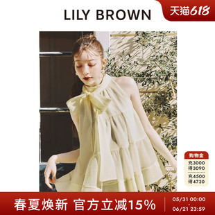 LILY BROWN2026春夏新品甜美蝴蝶结系带无袖雪纺上衣LWFB261152
