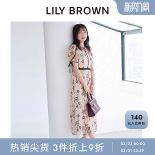 连衣裙LWFO254199 百搭圆领刺绣泡泡短袖 LILY BROWN秋冬款