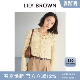 上衣LWND261803 甜美钻花编织镂空针织开衫 LILY BROWN2026春夏新品